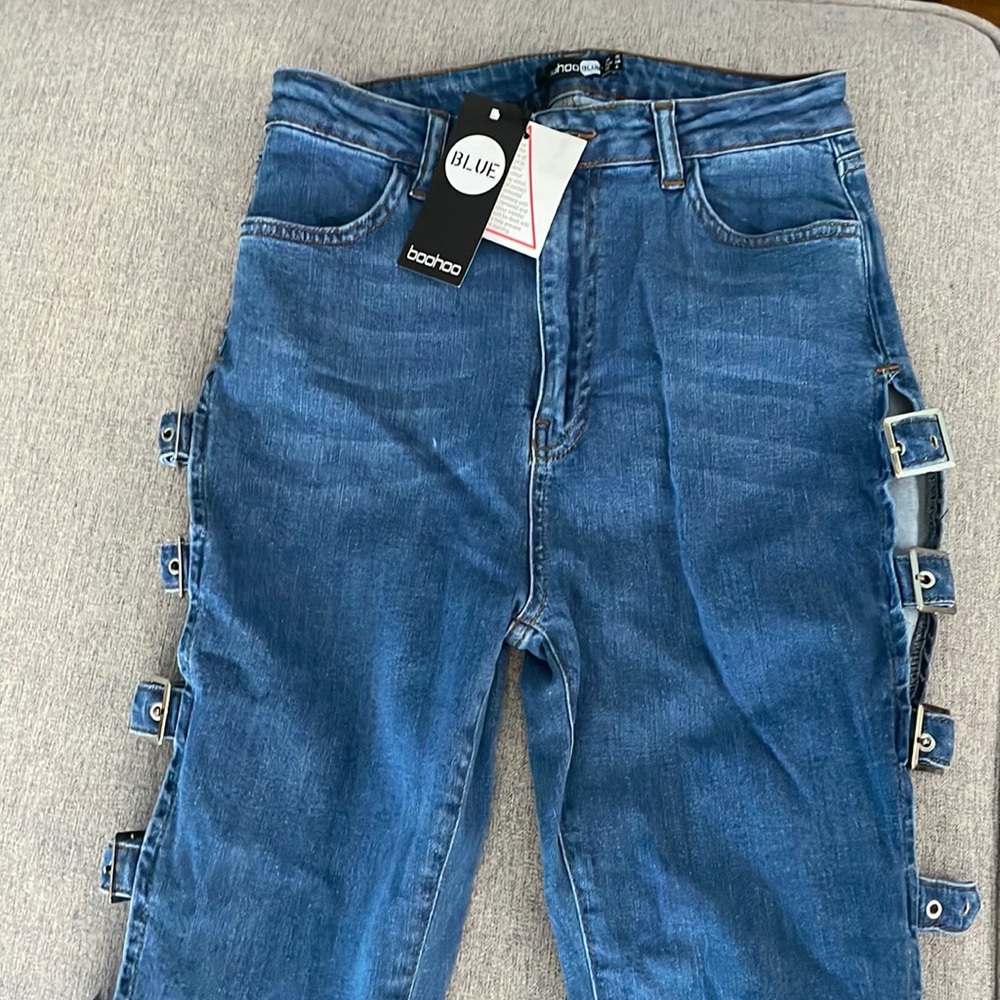 Trendy Buckle Womens Jeans